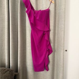 Aidan Mattox Fuchsia Asymmetrical Dress